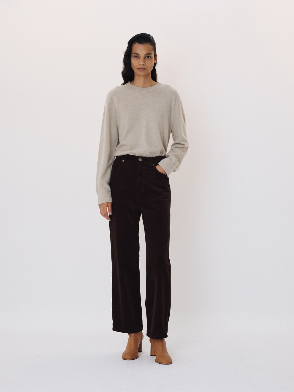 Recto - Straight Corduroy Pants (Brown) product image 3 | TRAB K-Fashion Australia