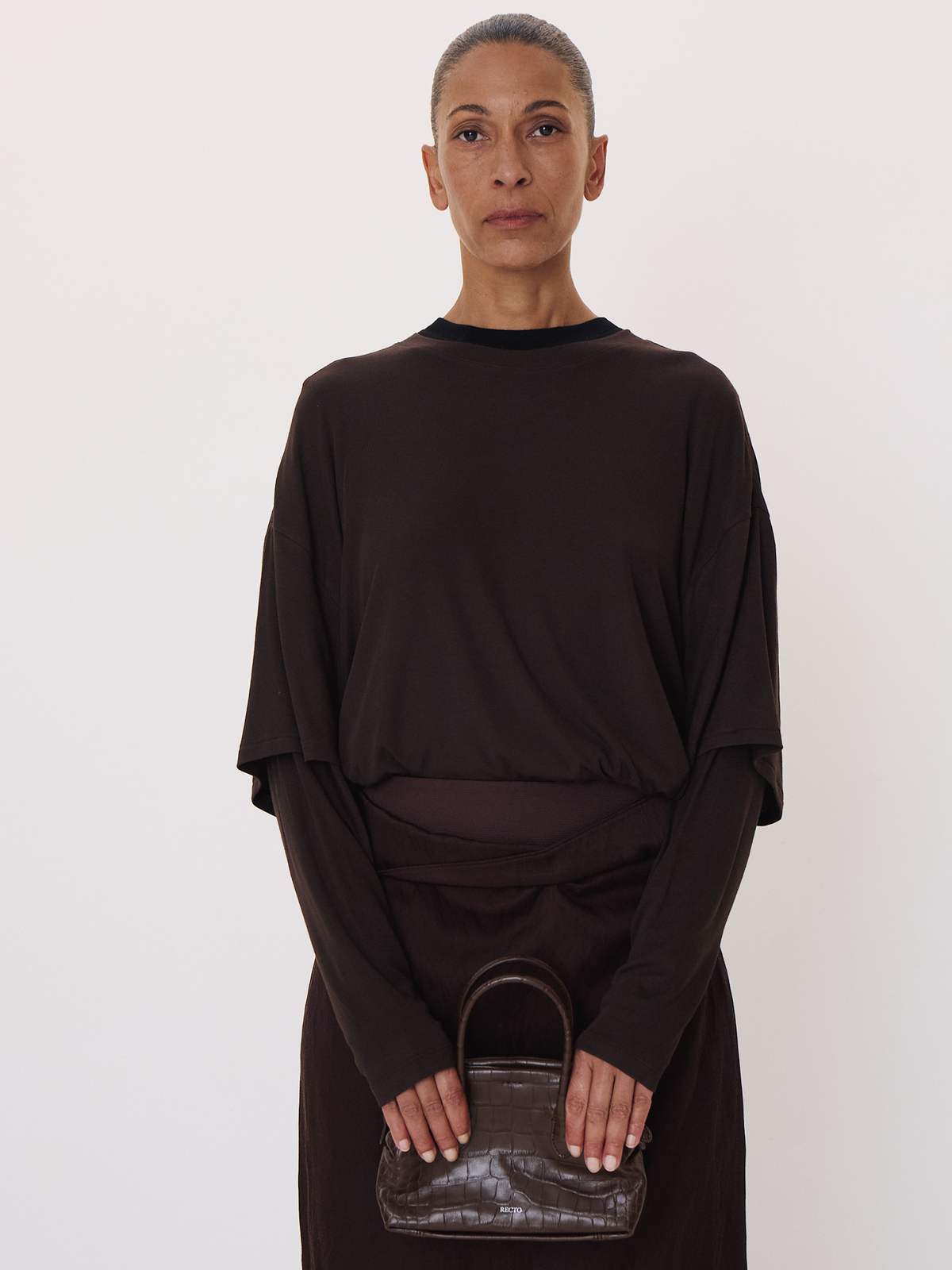 Recto - Layered Sleeve Top (Dark Chocolate) product image 1 | TRAB K-Fashion Australia
