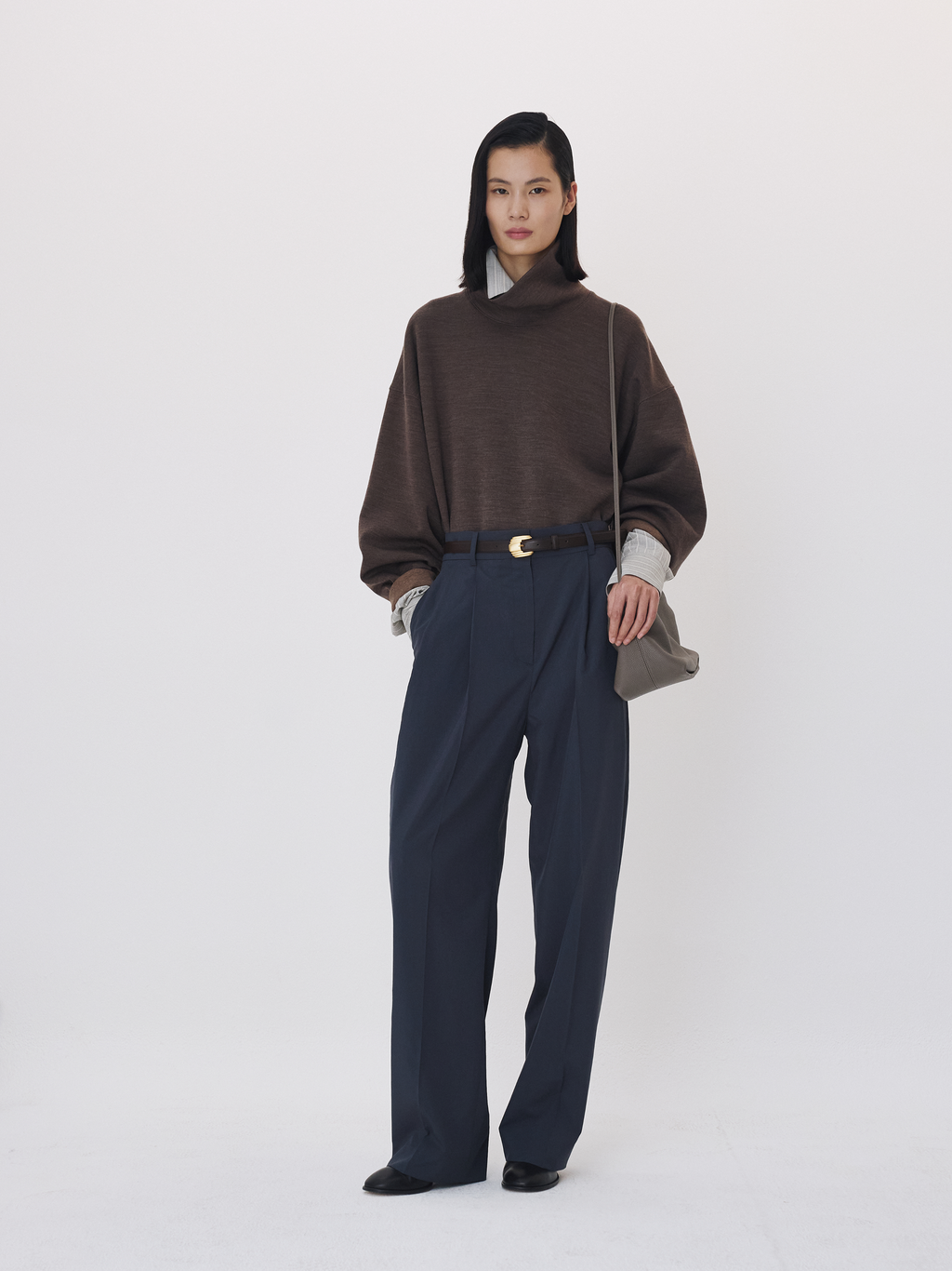Recto - High Neck Wool Jersey Top (Taupe Brown) product image 2 | TRAB K-Fashion Australia
