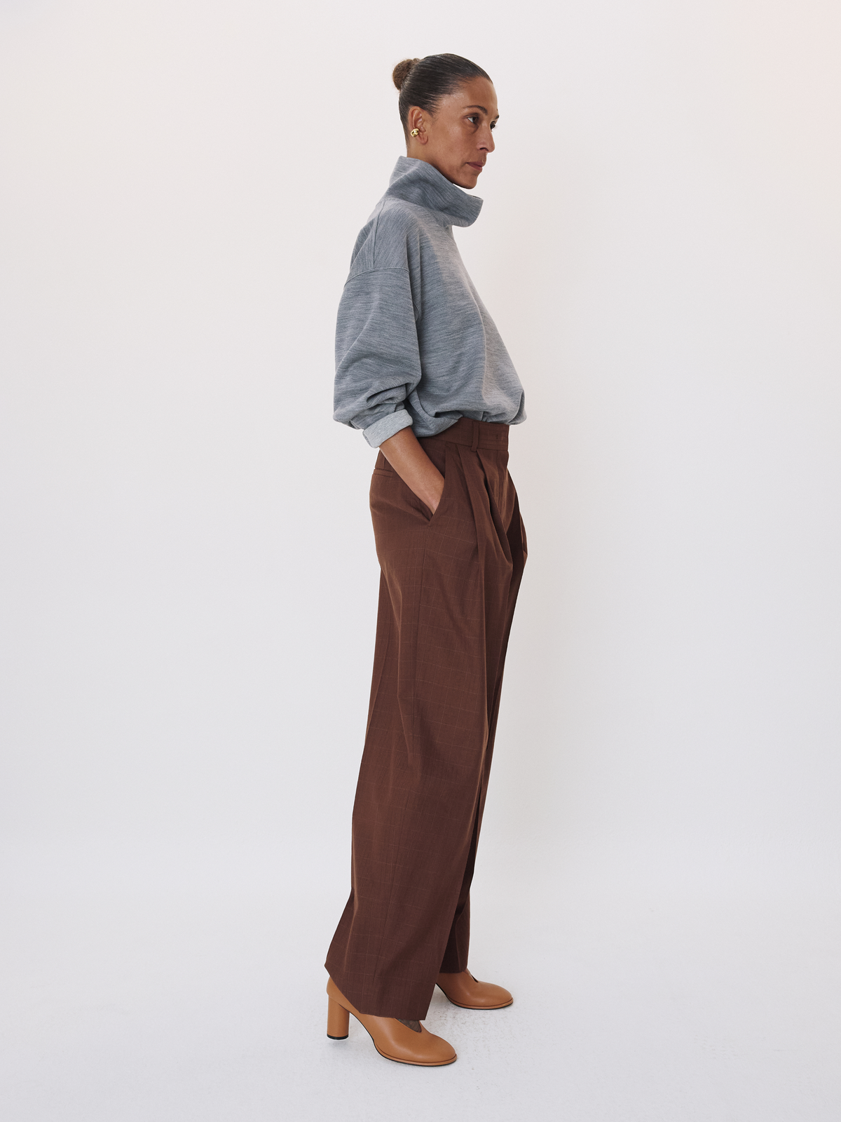 Recto - High Neck Wool Jersey Top (Melange Grey) product image 4 | TRAB K-Fashion Australia