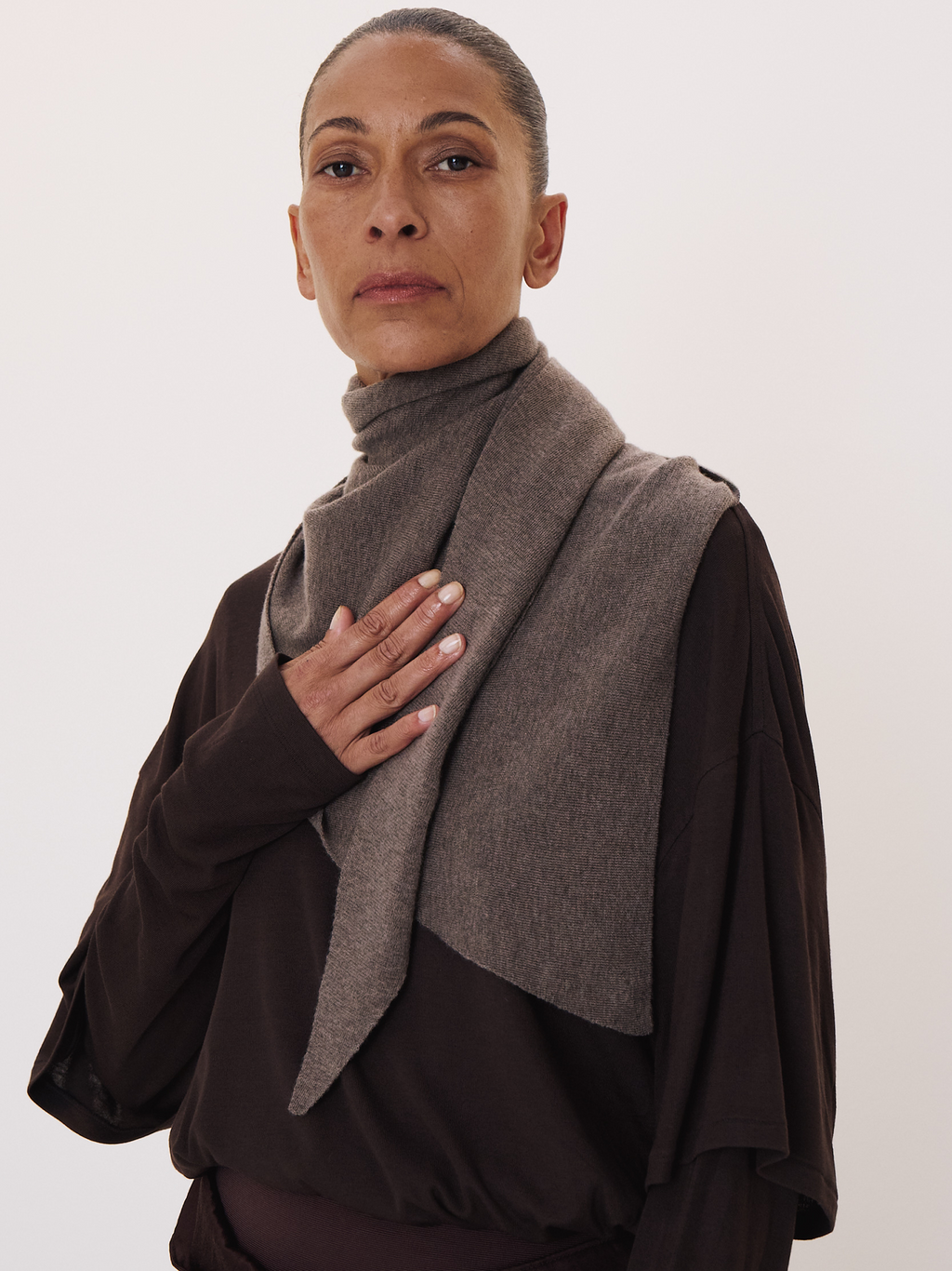Recto - Wool Triangle Scarf (Taupe Brown) product image 2 | TRAB K-Fashion Australia