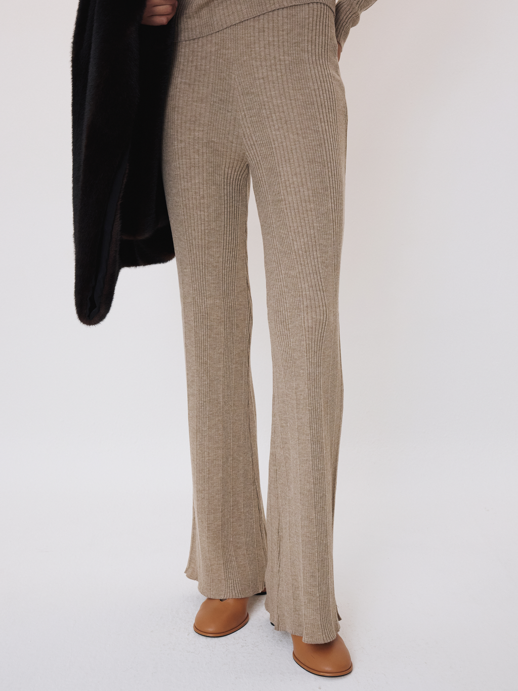 Recto - Ribbed Knit Pants (Sepia Beige) product image 2 | TRAB K-Fashion Australia