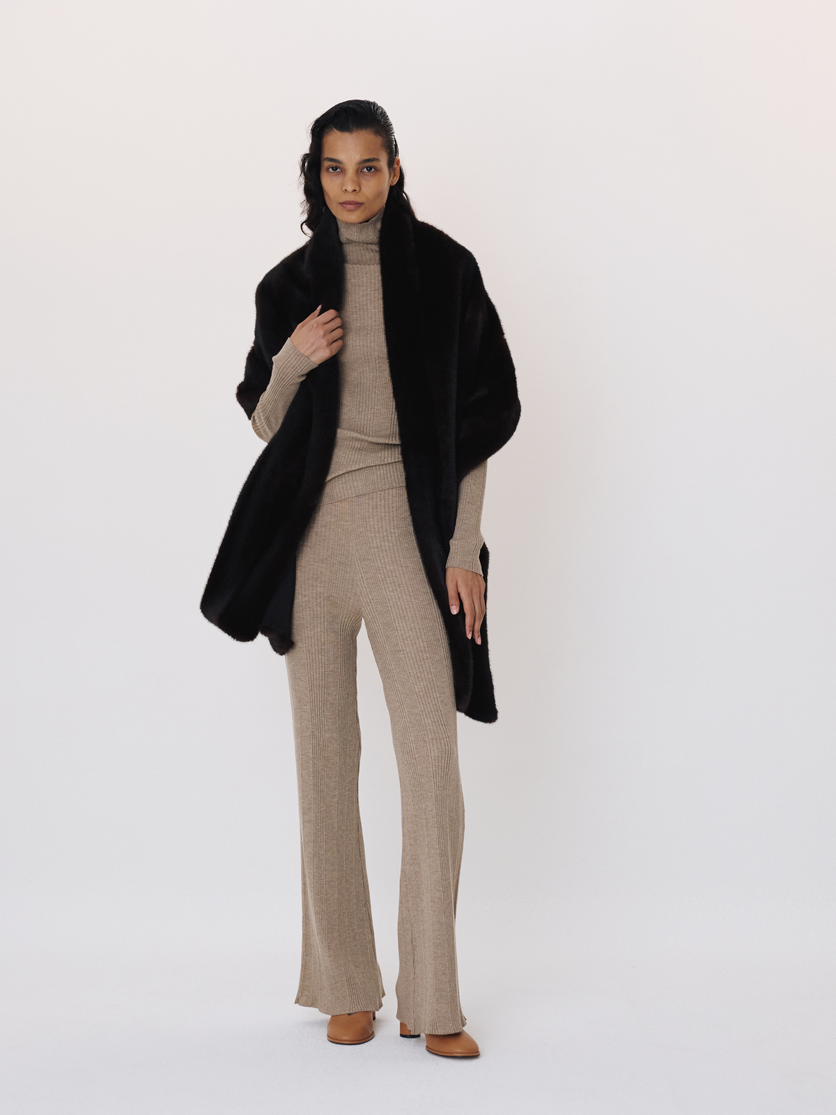 Recto - Ribbed Knit Pants (Sepia Beige) product image 3 | TRAB K-Fashion Australia