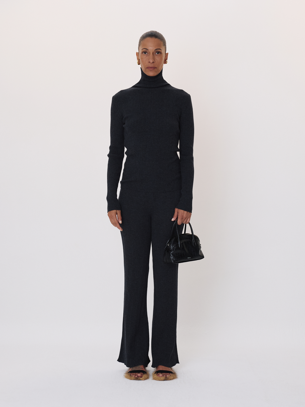 Recto - Ribbed Knit Pants (Charcoal Grey) product image 3 | TRAB K-Fashion Australia