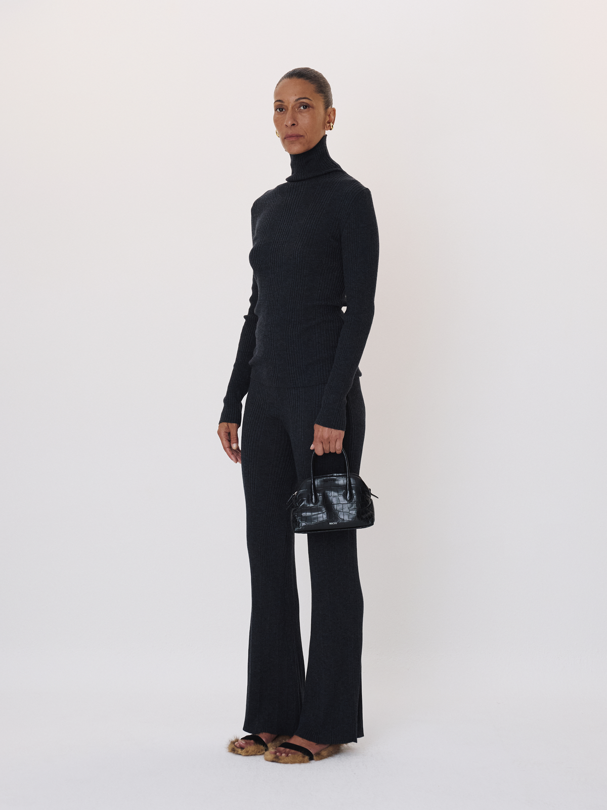 Recto - Ribbed Knit Pants (Charcoal Grey) product image 1 | TRAB K-Fashion Australia