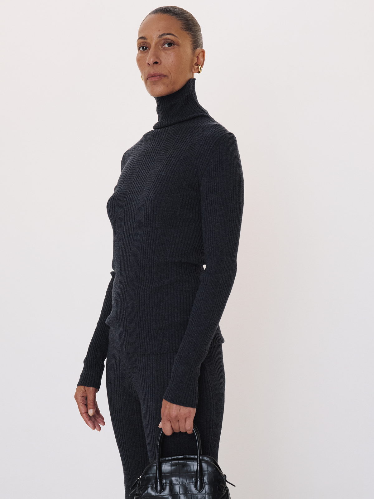 Recto - Wool Ribbed Turtle Neck Knit Top (Charcoal Grey) product image 2 | TRAB K-Fashion Australia