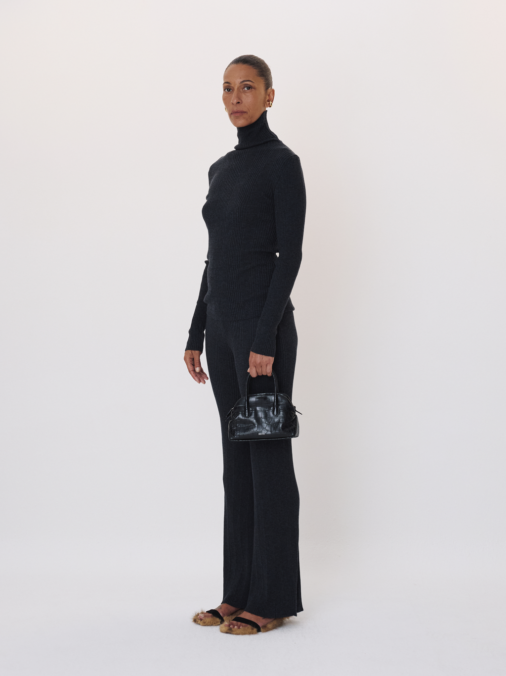 Recto - Wool Ribbed Turtle Neck Knit Top (Charcoal Grey) product image 4 | TRAB K-Fashion Australia