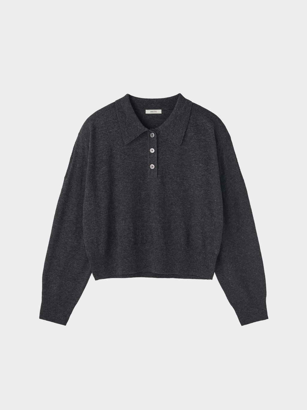 Recto - Double Shoulder Polo Knit Top (Charcoal Grey) product image 4 | TRAB K-Fashion Australia