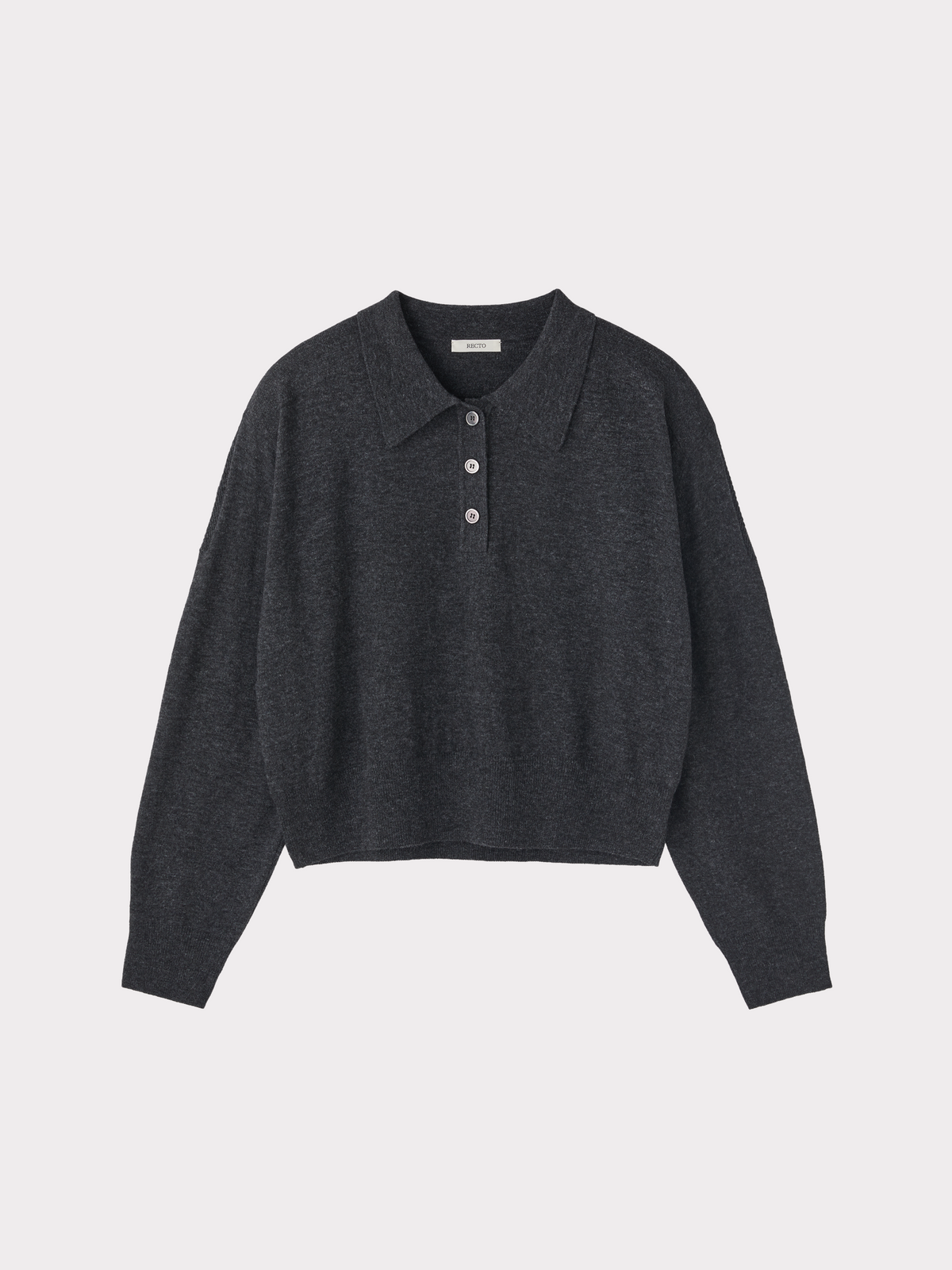 Recto - Double Shoulder Polo Knit Top (Charcoal Grey) product image 4 | TRAB K-Fashion Australia