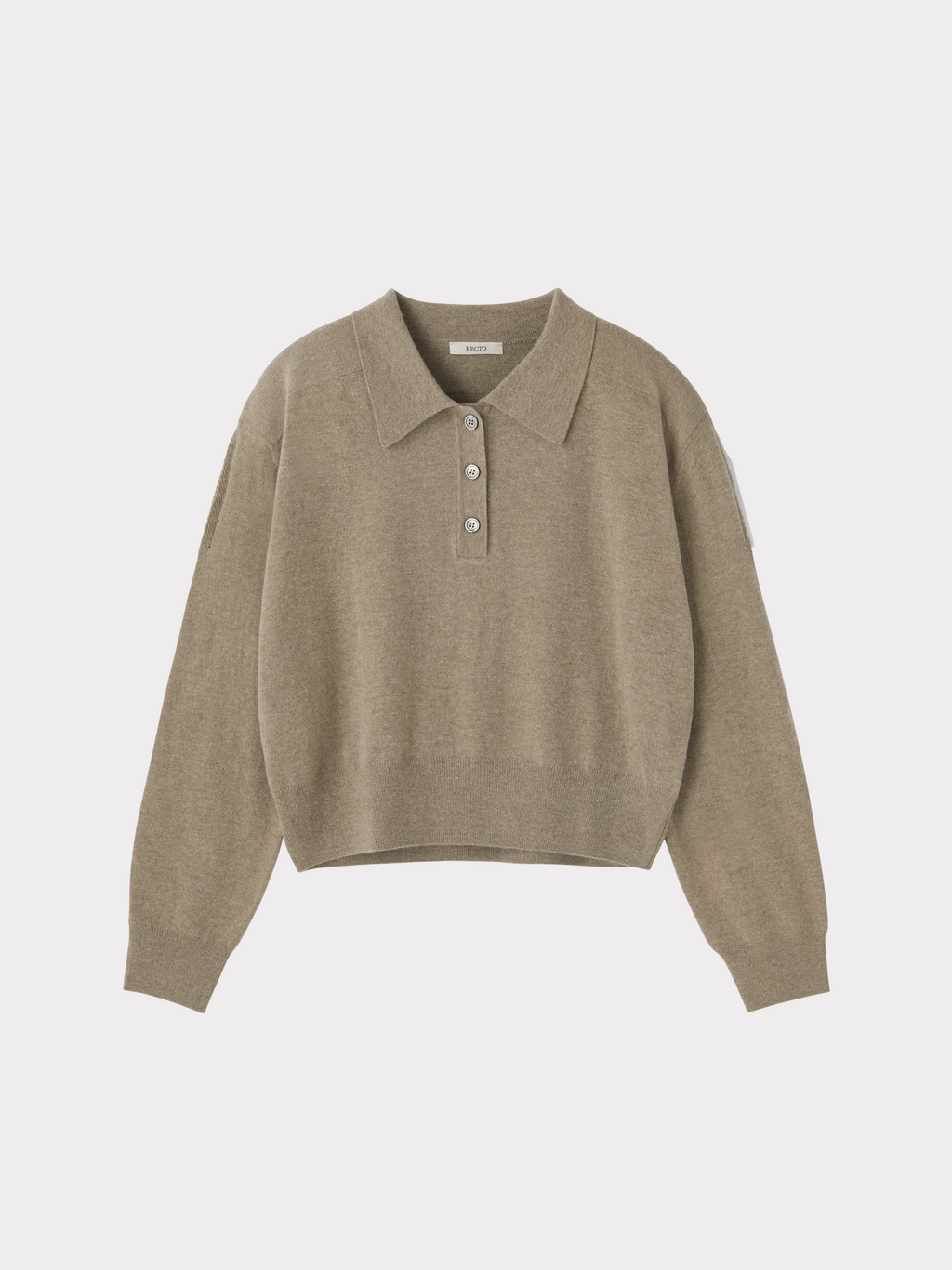Recto - Double Shoulder Polo Knit Top (Greyish Khaki) product image 5 | TRAB K-Fashion Australia