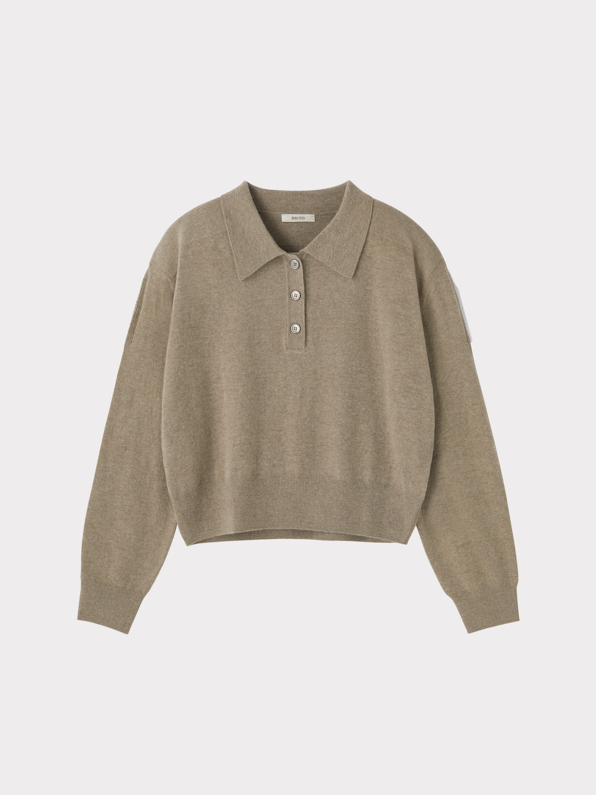 Recto - Double Shoulder Polo Knit Top (Greyish Khaki) product image 5 | TRAB K-Fashion Australia
