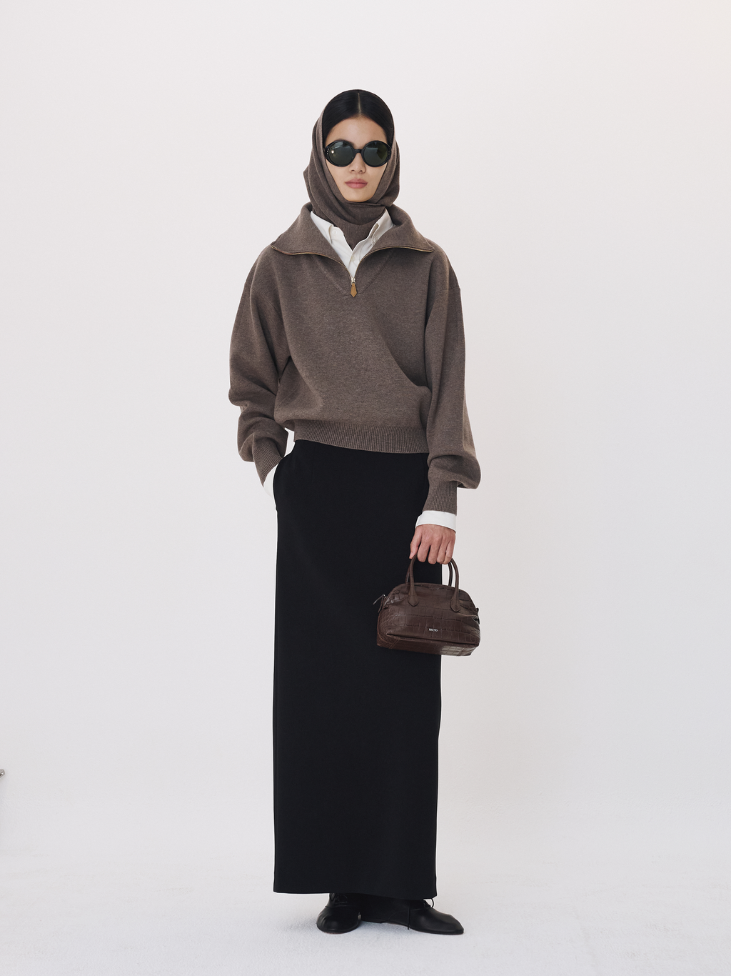 Recto - Half Zip Knit Jumper (Taupe Brown) product image 3 | TRAB K-Fashion Australia