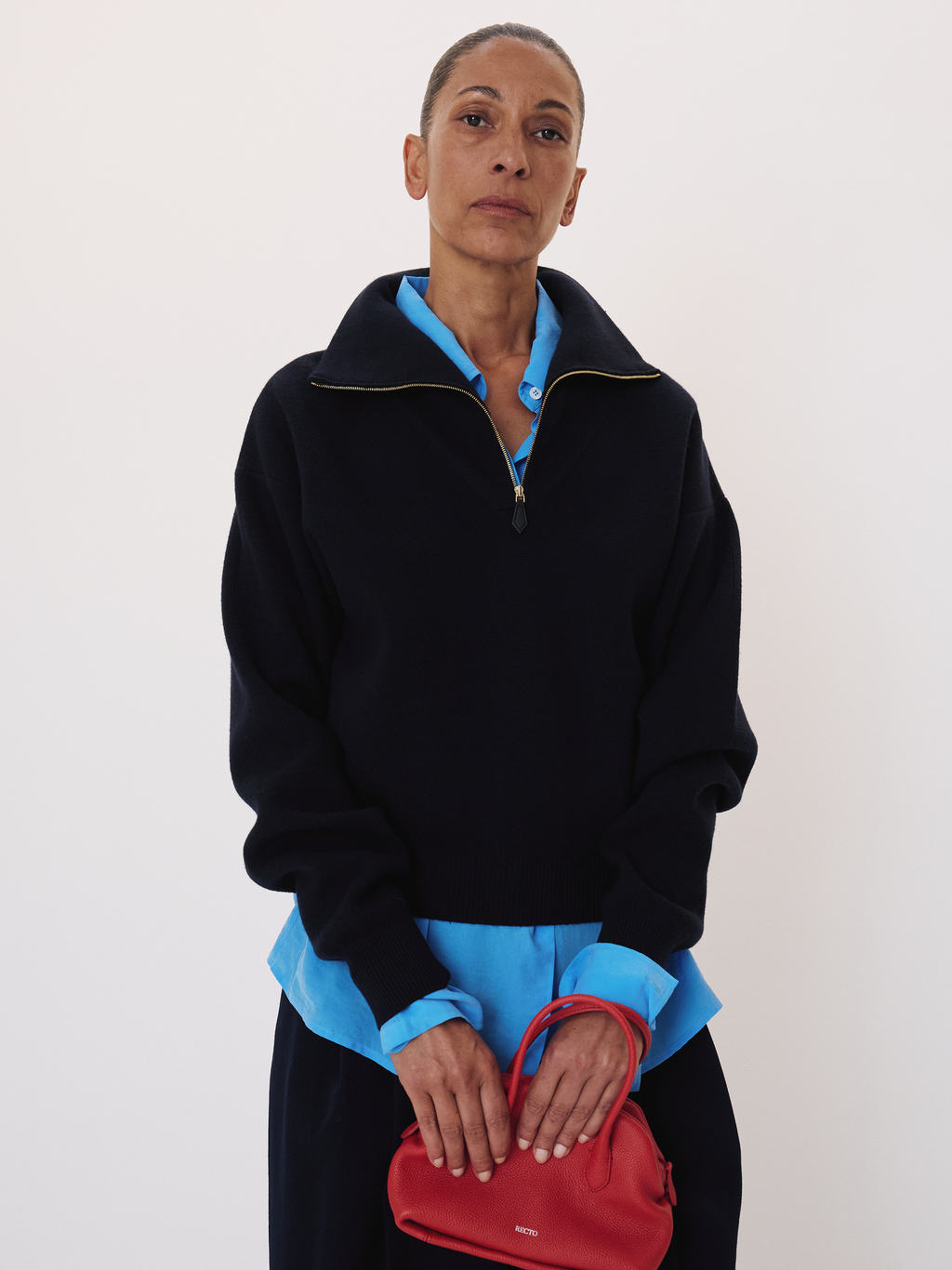 Recto - Half Zip Knit Jumper (Dark Navy) product image 1 | TRAB K-Fashion Australia