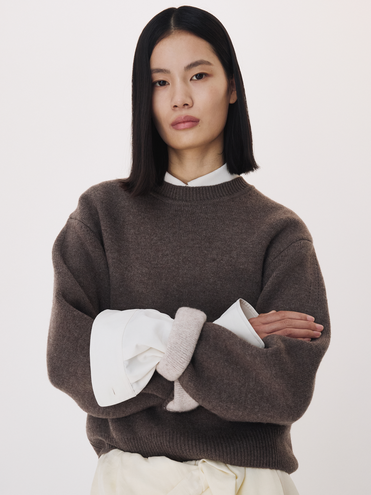 Recto - Double Face Contrast Knit Top (Taupe Brown) product image 1 | TRAB K-Fashion Australia