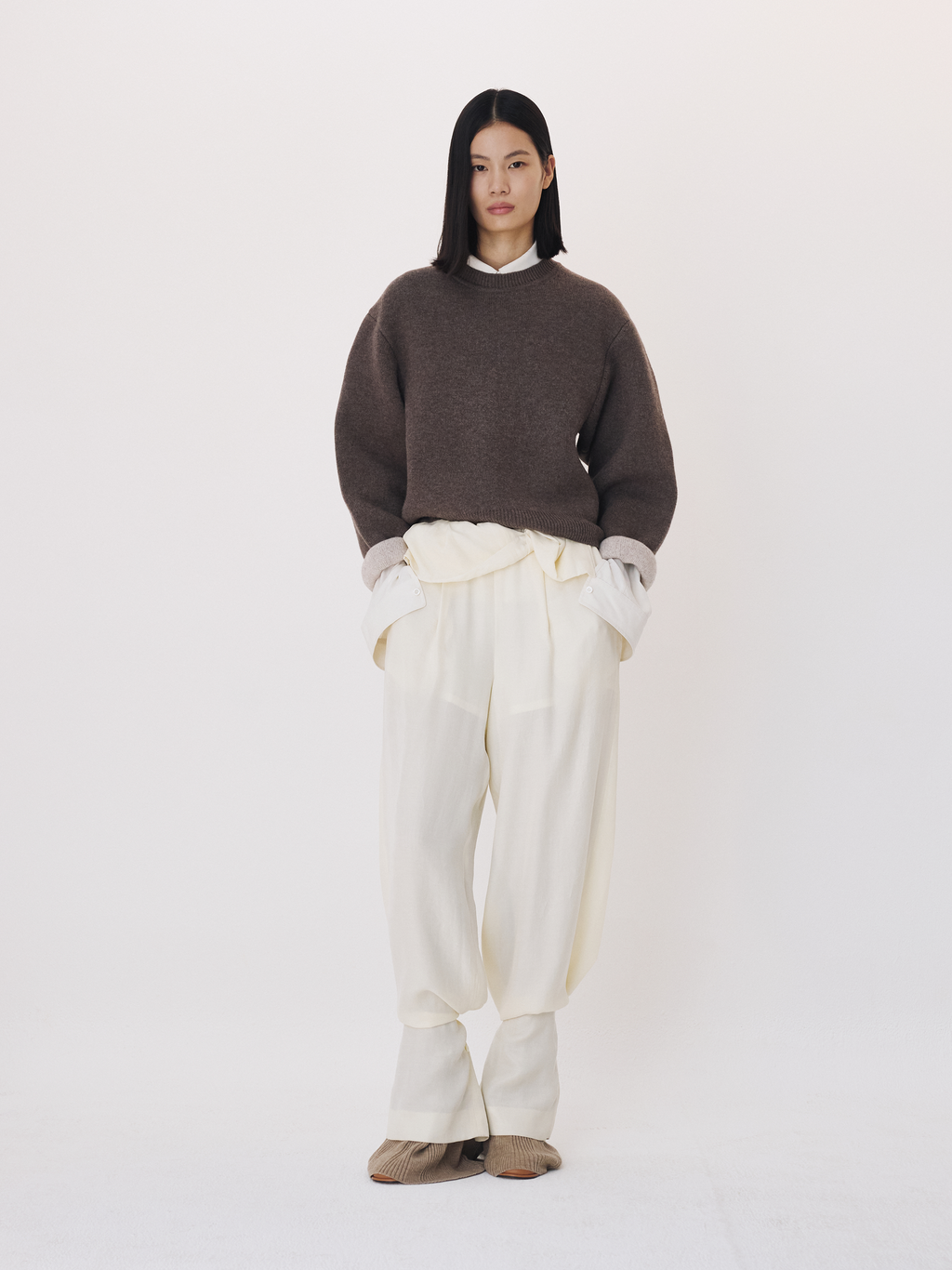 Recto - Double Face Contrast Knit Top (Taupe Brown) product image 2 | TRAB K-Fashion Australia