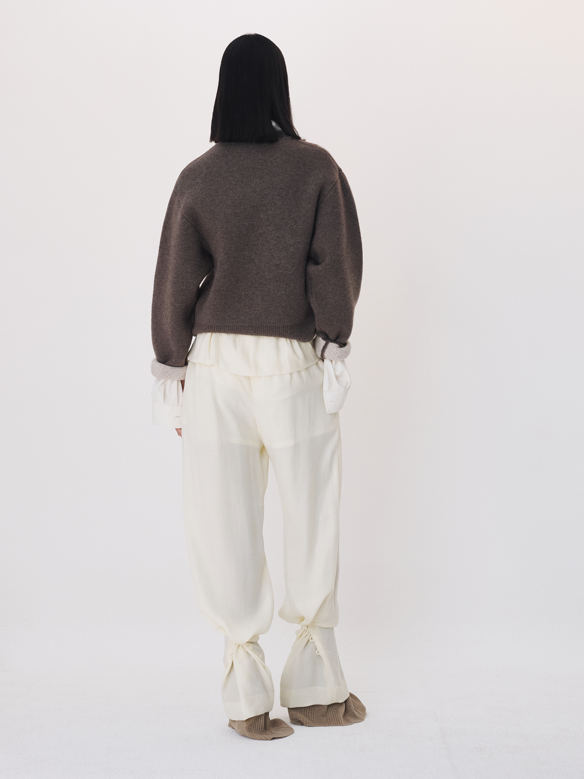 Recto - Double Face Contrast Knit Top (Taupe Brown) product image 3 | TRAB K-Fashion Australia