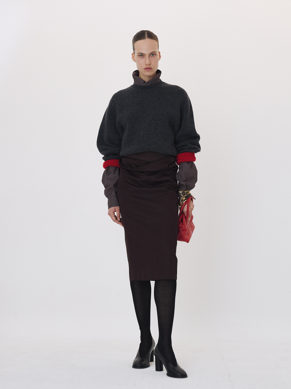 Recto - Double Face Contrast Knit Top (Charcoal Grey) product image 2 | TRAB K-Fashion Australia