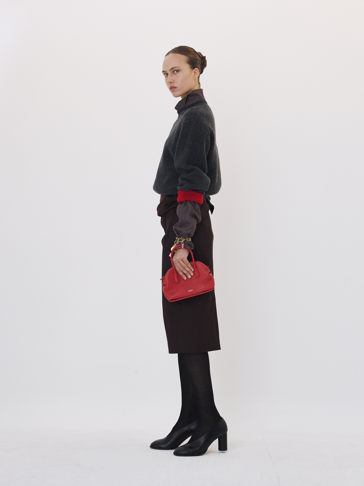 Recto - Double Face Contrast Knit Top (Charcoal Grey) product image 3 | TRAB K-Fashion Australia