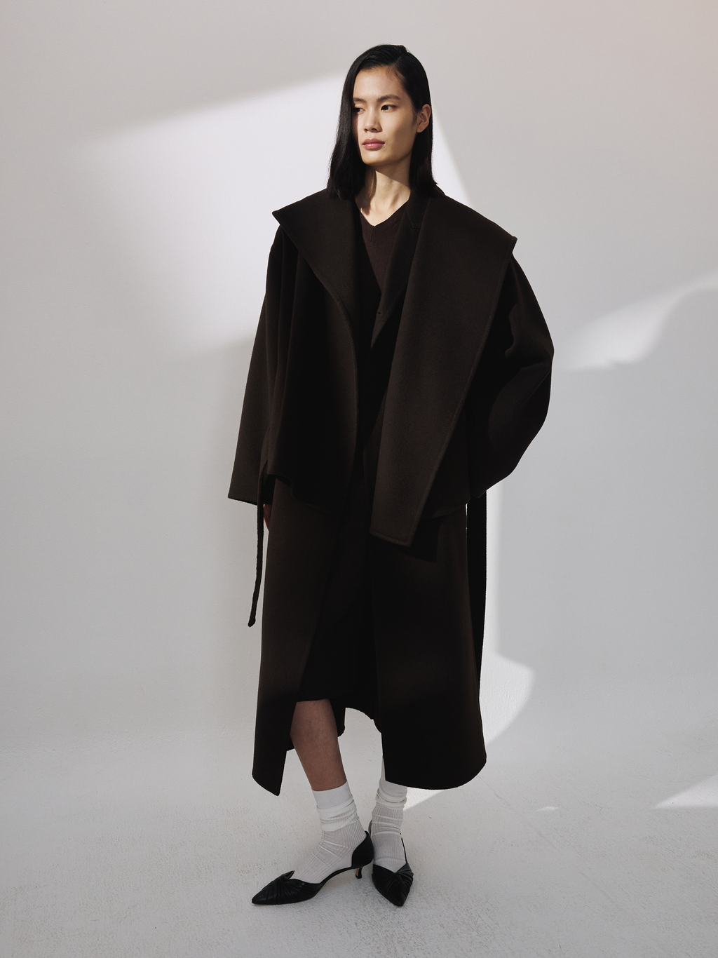 Recto - Handmade Hood Belted Coat (Dark Chocolate) product image 2 | TRAB K-Fashion Australia