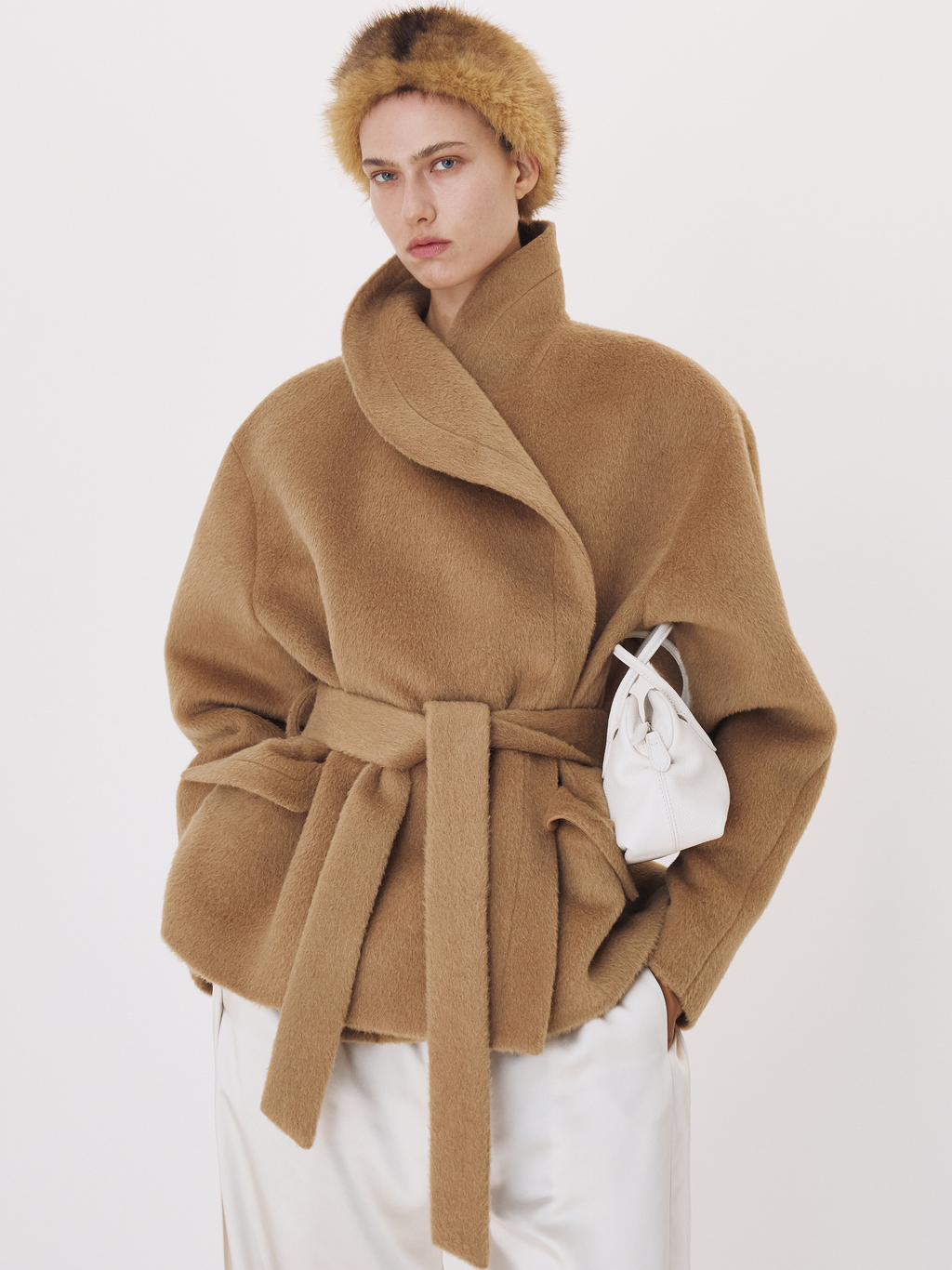Recto - Opera Collar Lama Wool Coat (Ochre) product image 1 | TRAB K-Fashion Australia
