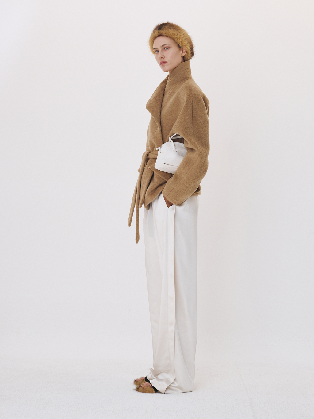 Recto - Opera Collar Lama Wool Coat (Ochre) product image 3 | TRAB K-Fashion Australia