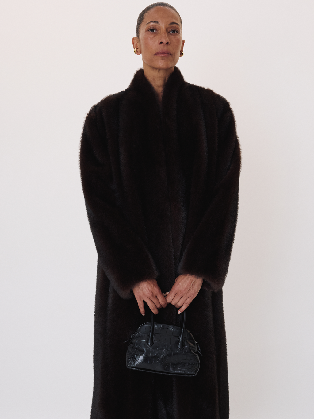 Recto - Relaxed Faux Fur Coat (Dark Brown) product image 2 | TRAB K-Fashion Australia