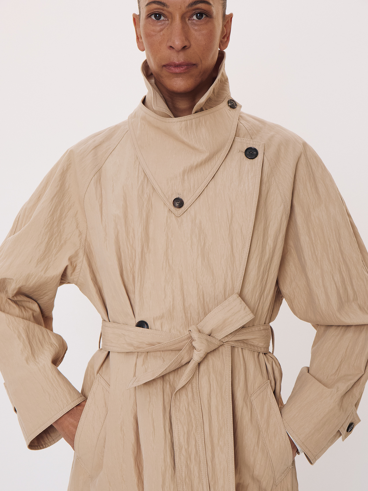 Recto - Raglan Sleeve Trench Jacket (Beige) product image 3 | TRAB K-Fashion Australia