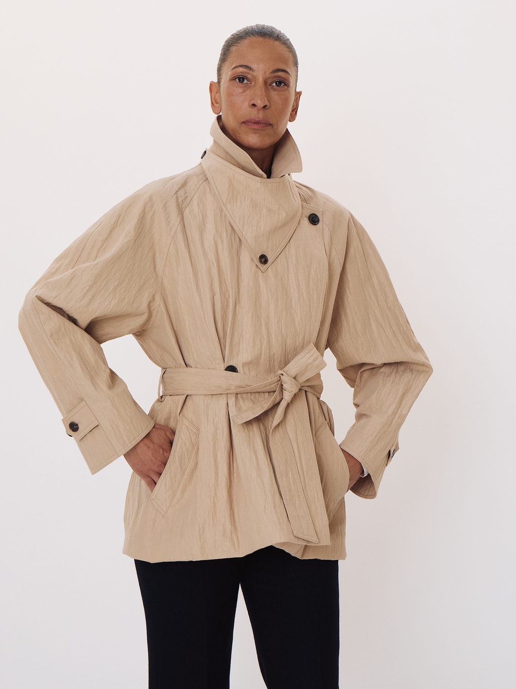 Recto - Raglan Sleeve Trench Jacket (Beige) product image 1 | TRAB K-Fashion Australia