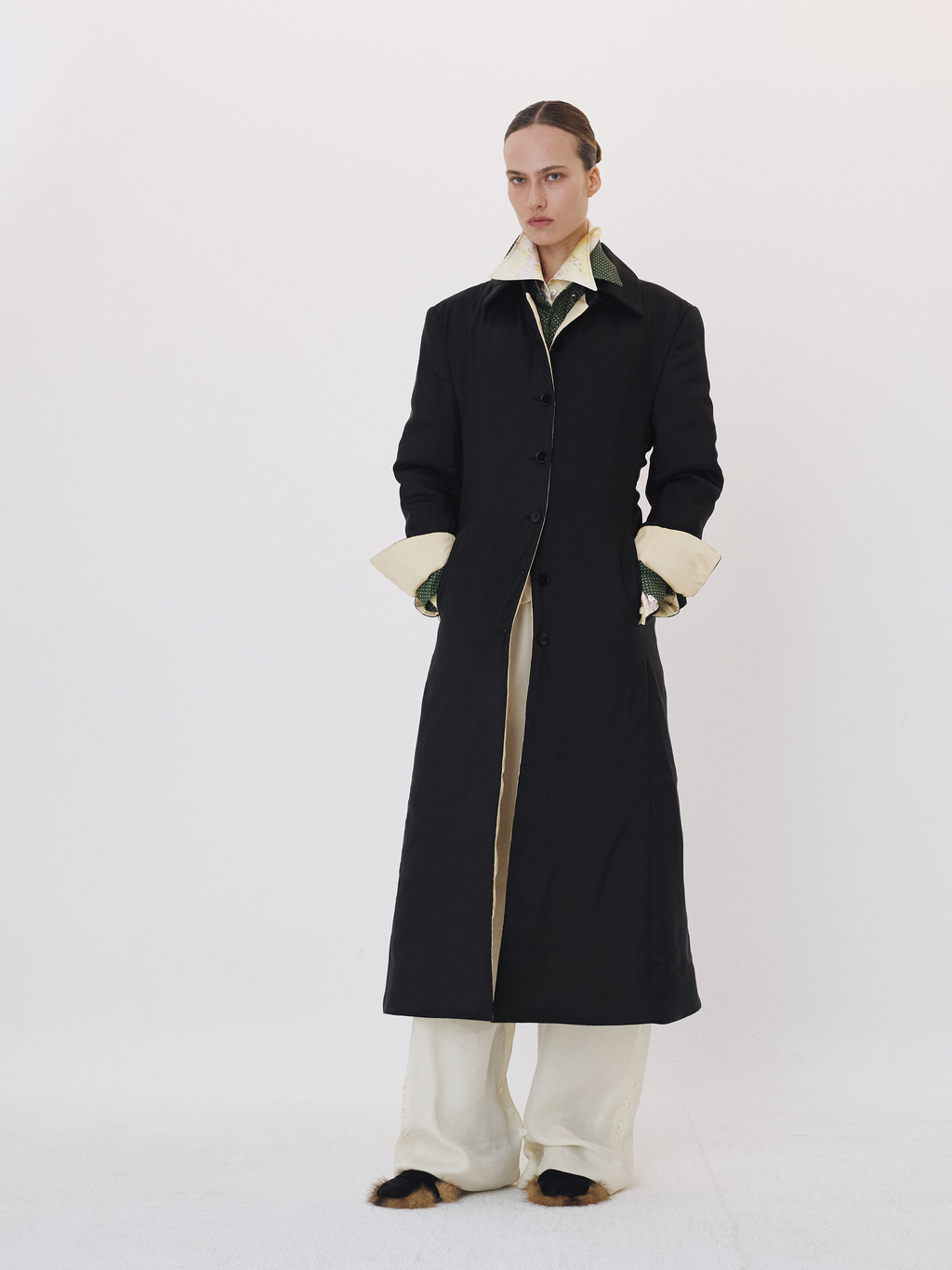 Recto - Color Contrast Padded Slim Fit Coat (Black) product image 1 | TRAB K-Fashion Australia