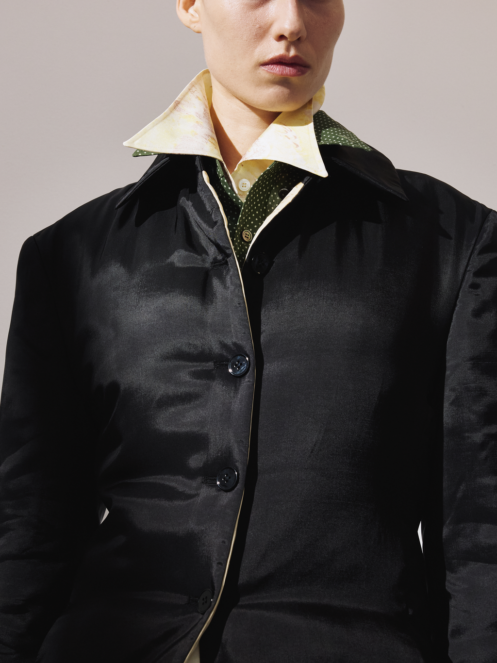 Recto - Color Contrast Padded Slim Fit Coat (Black) product image 4 | TRAB K-Fashion Australia