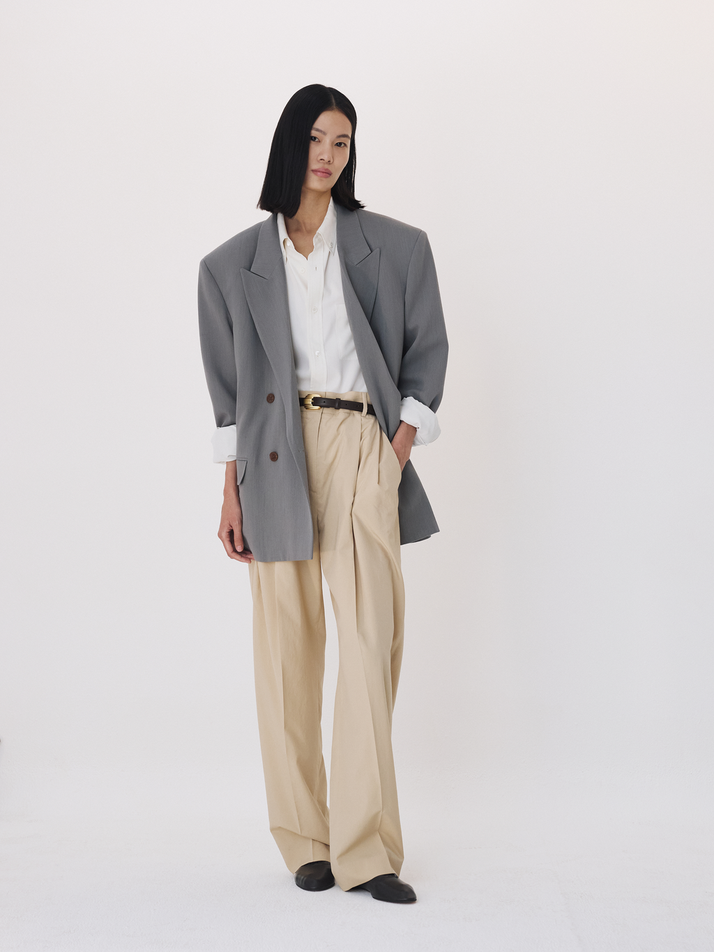 Recto - Lightweight Tuck Pants (Sand Beige) product image 1 | TRAB K-Fashion Australia