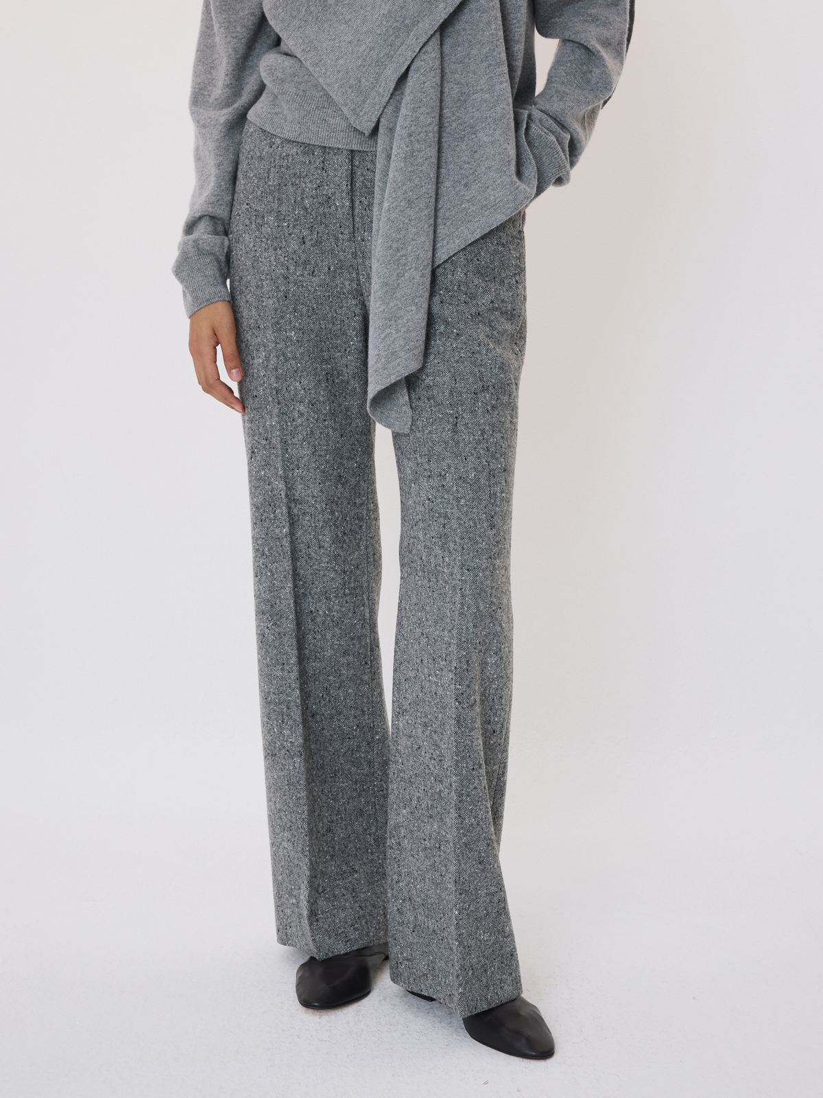 Recto - Melange Wool Flare Pants (Melange Grey) product image 1 | TRAB K-Fashion Australia