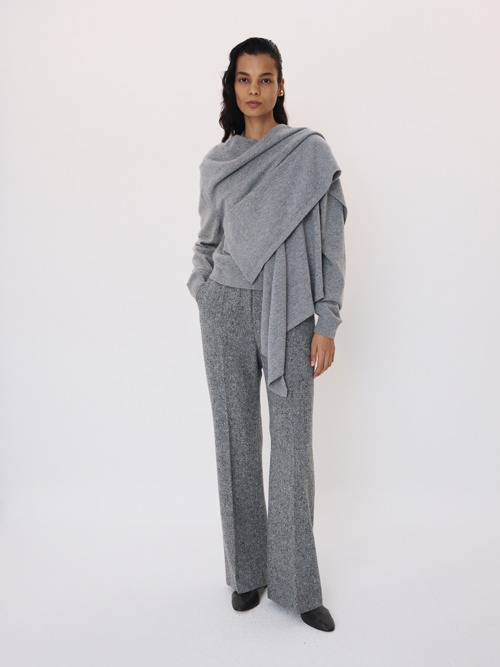 Recto - Melange Wool Flare Pants (Melange Grey) product image 2 | TRAB K-Fashion Australia