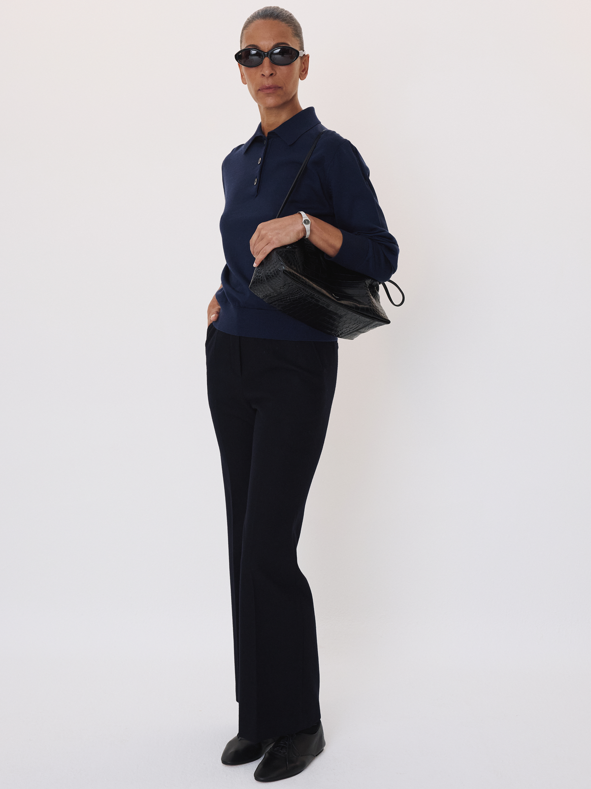 Recto - Wool Blend Flared Pants (Dark Navy) product image 2 | TRAB K-Fashion Australia
