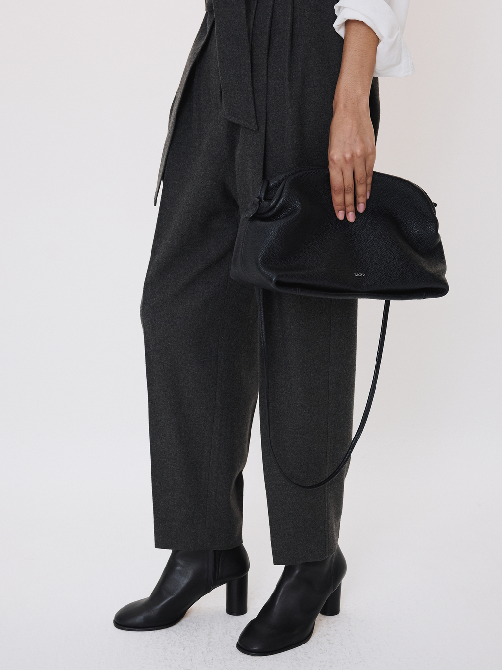 Recto - High Waist Belted Wool Pants (Charcoal Grey) product image 2 | TRAB K-Fashion Australia