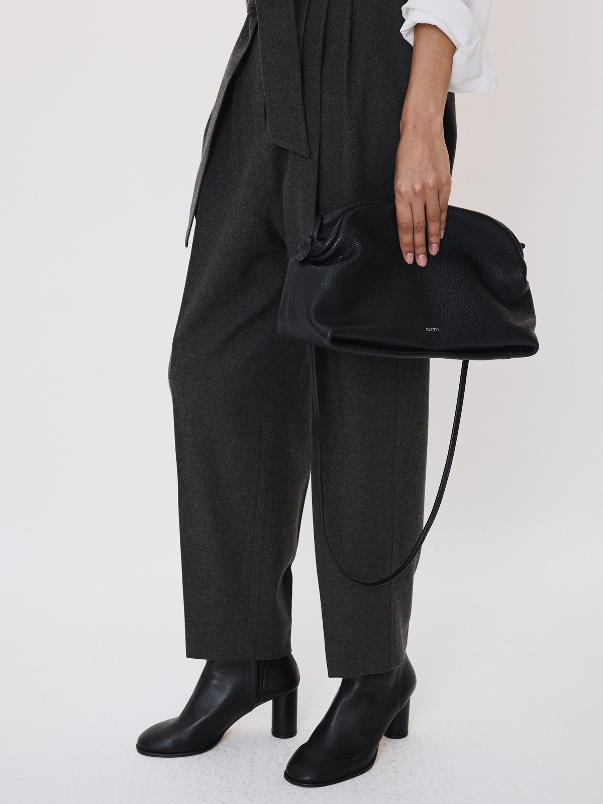 Recto - High Waist Belted Wool Pants (Charcoal Grey) product image 2 | TRAB K-Fashion Australia