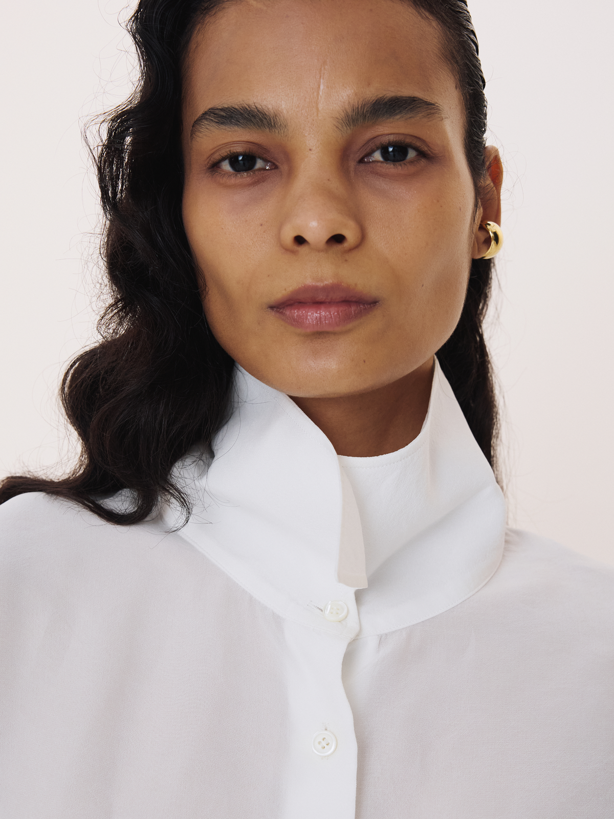 Recto - Point Collar Fluid Shirt (Ivory) product image 3 | TRAB K-Fashion Australia