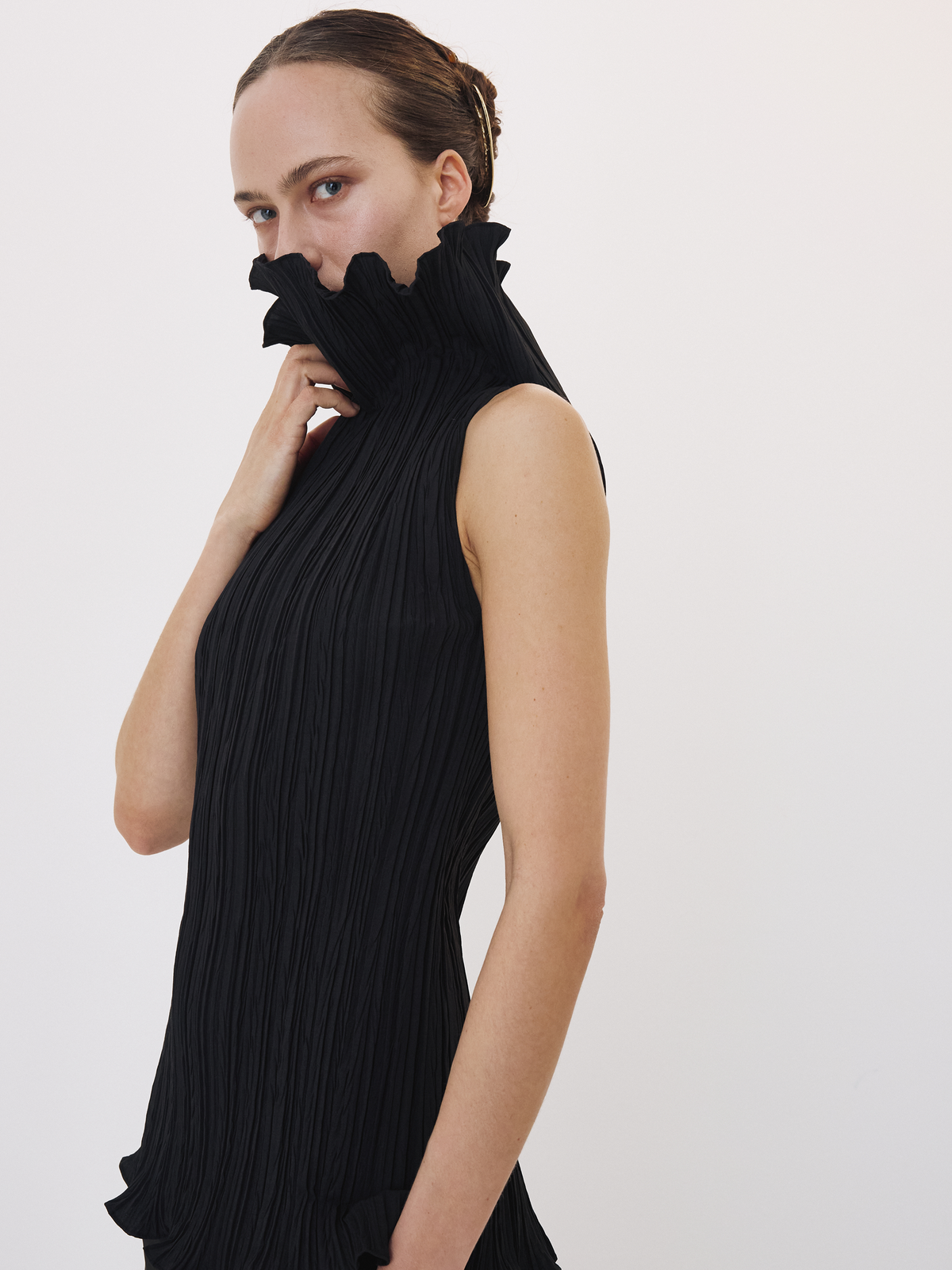 Recto - Pleated High Neck Top (Black) product image 2 | TRAB K-Fashion Australia