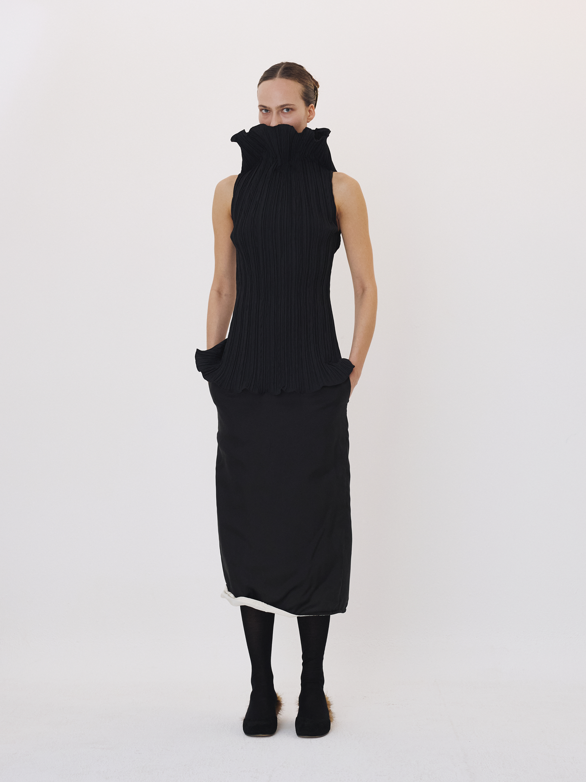 Recto - Pleated High Neck Top (Black) product image 1 | TRAB K-Fashion Australia