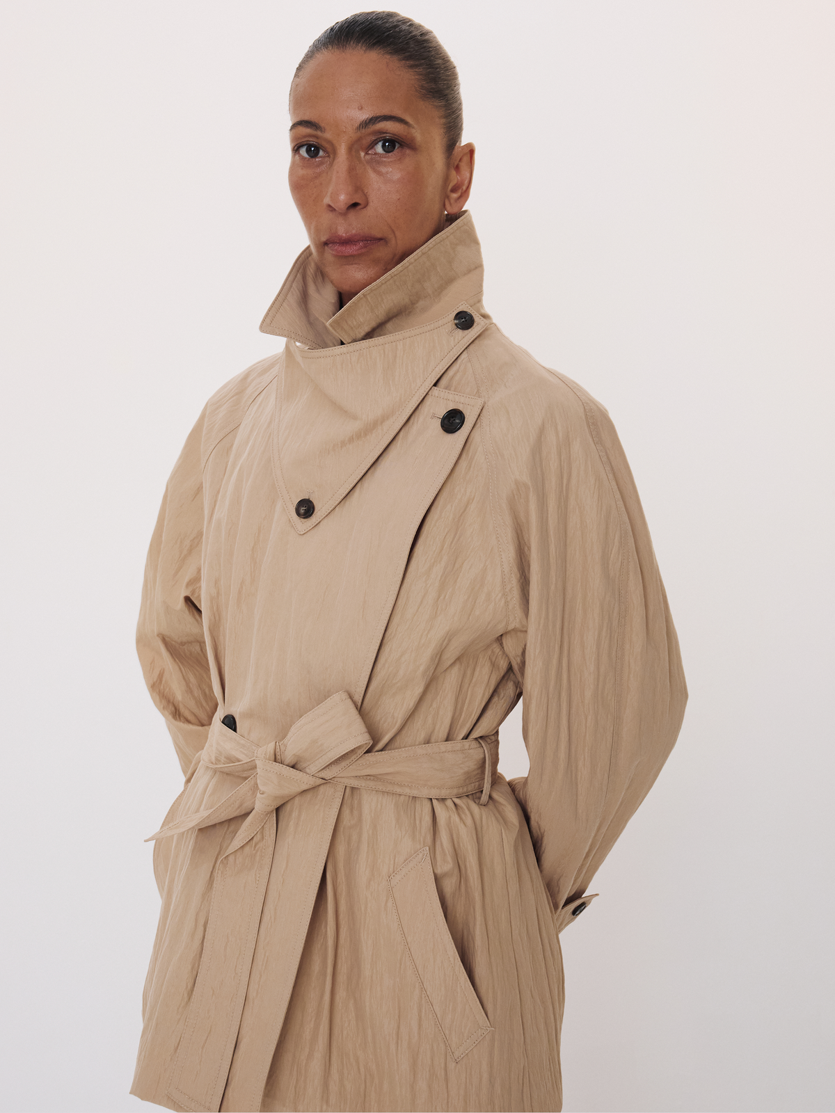 Recto - Raglan Sleeve Trench Jacket (Beige) product image 2 | TRAB K-Fashion Australia
