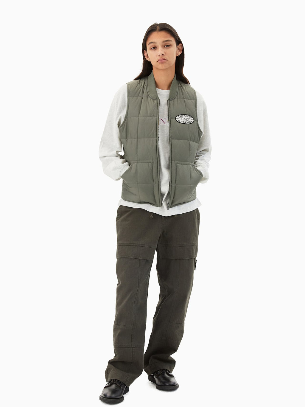 thisisneverthat - Ripstop Quilted Down Vest (Sage) product image 7 | TRAB K-Fashion Australia
