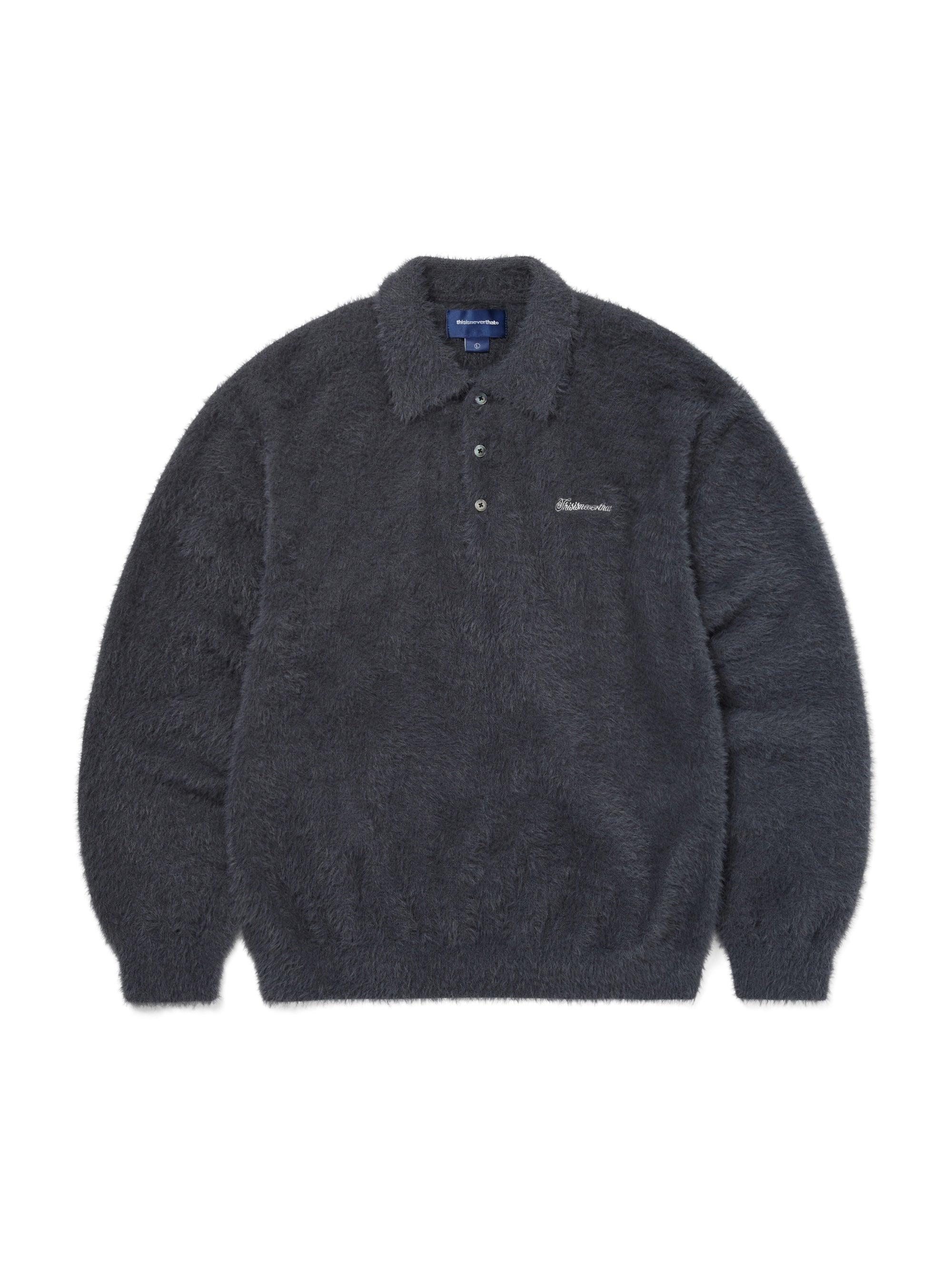 thisisneverthat - SCT-Logo Shaggy Knit Polo (Charcoal) product image 1 | TRAB K-Fashion Australia