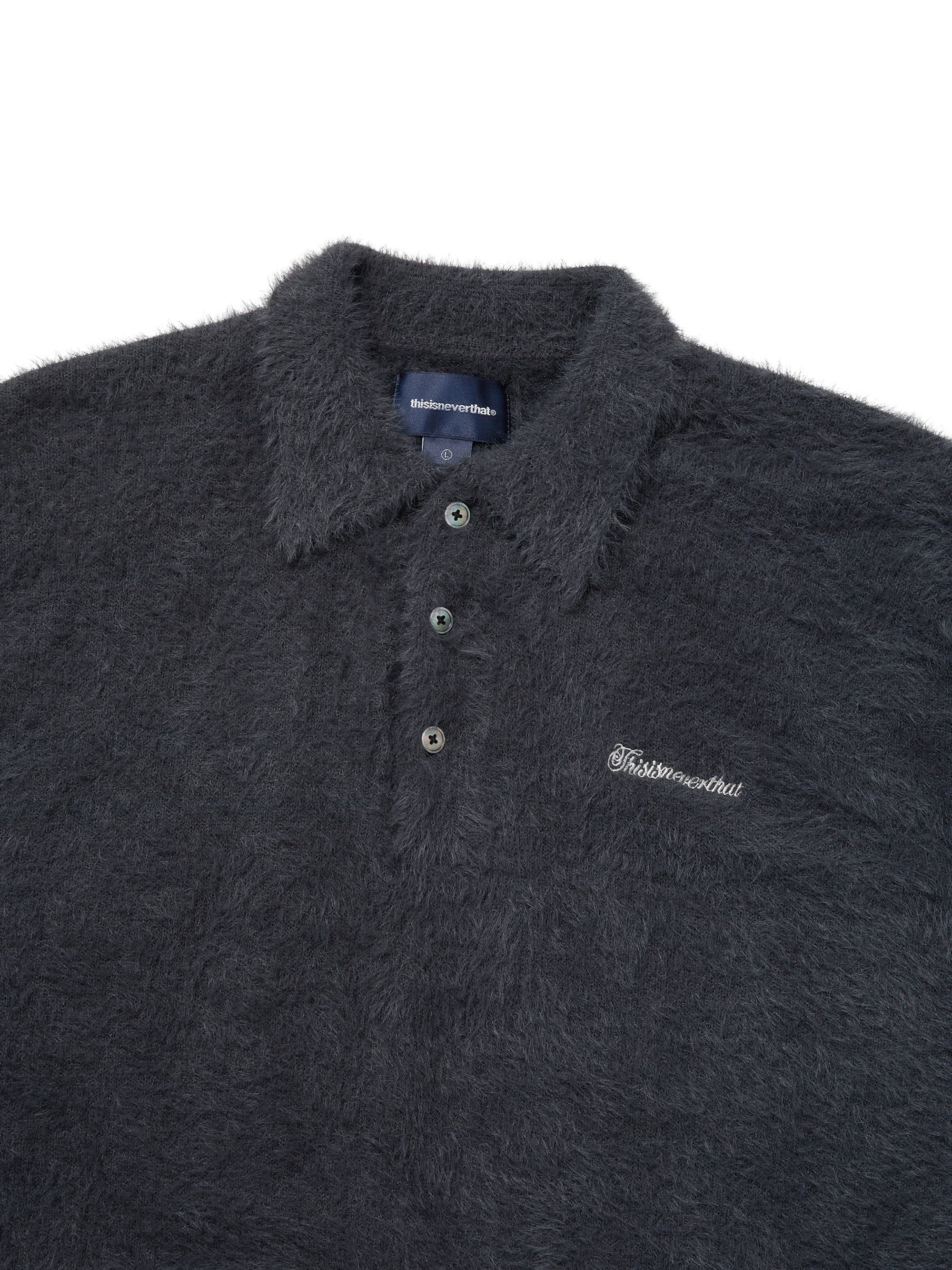 thisisneverthat - SCT-Logo Shaggy Knit Polo (Charcoal) product image 2 | TRAB K-Fashion Australia