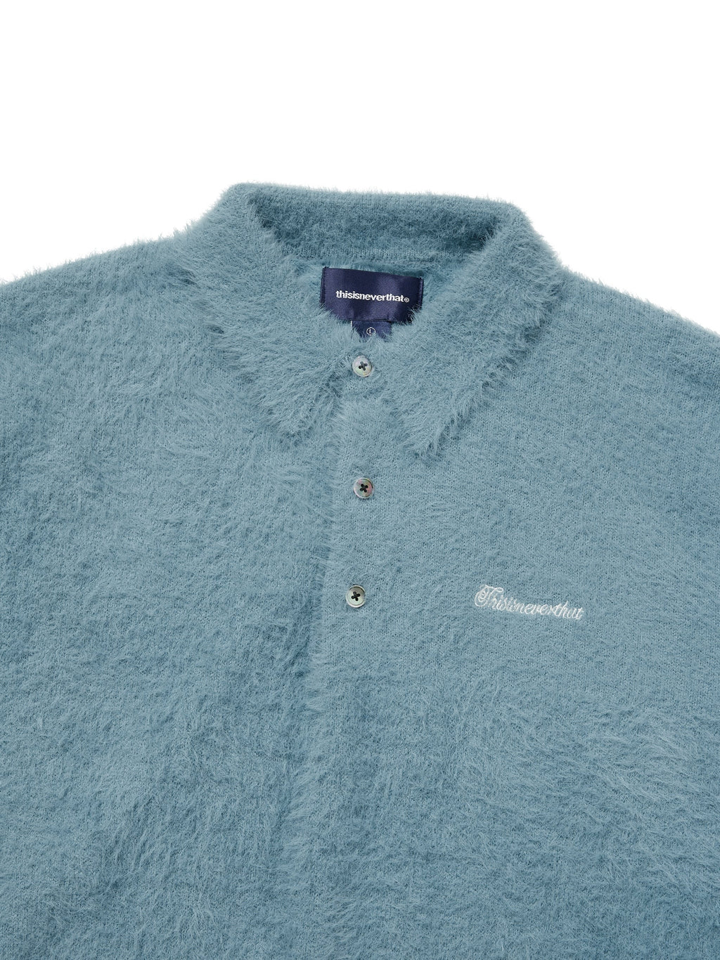 thisisneverthat - SCT-Logo Shaggy Knit Polo Light (Blue) product image 2 | TRAB K-Fashion Australia