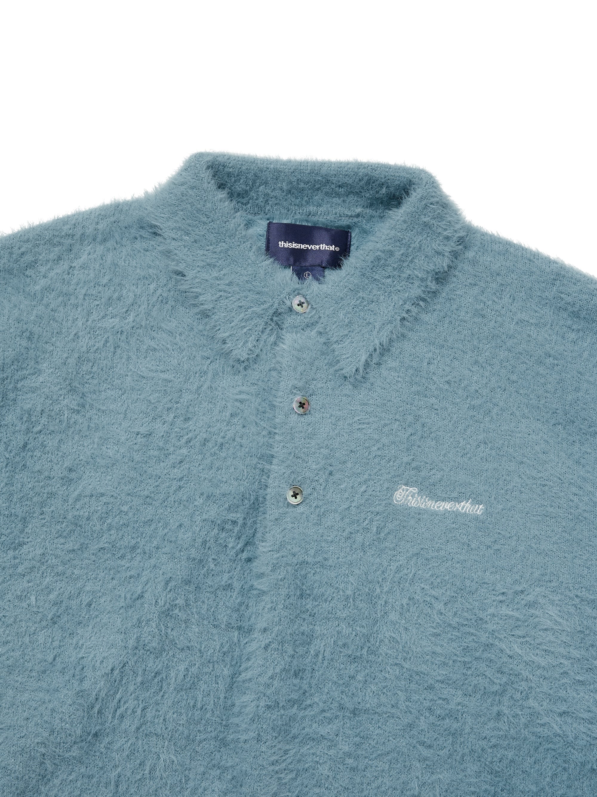 thisisneverthat - SCT-Logo Shaggy Knit Polo Light (Blue) product image 2 | TRAB K-Fashion Australia