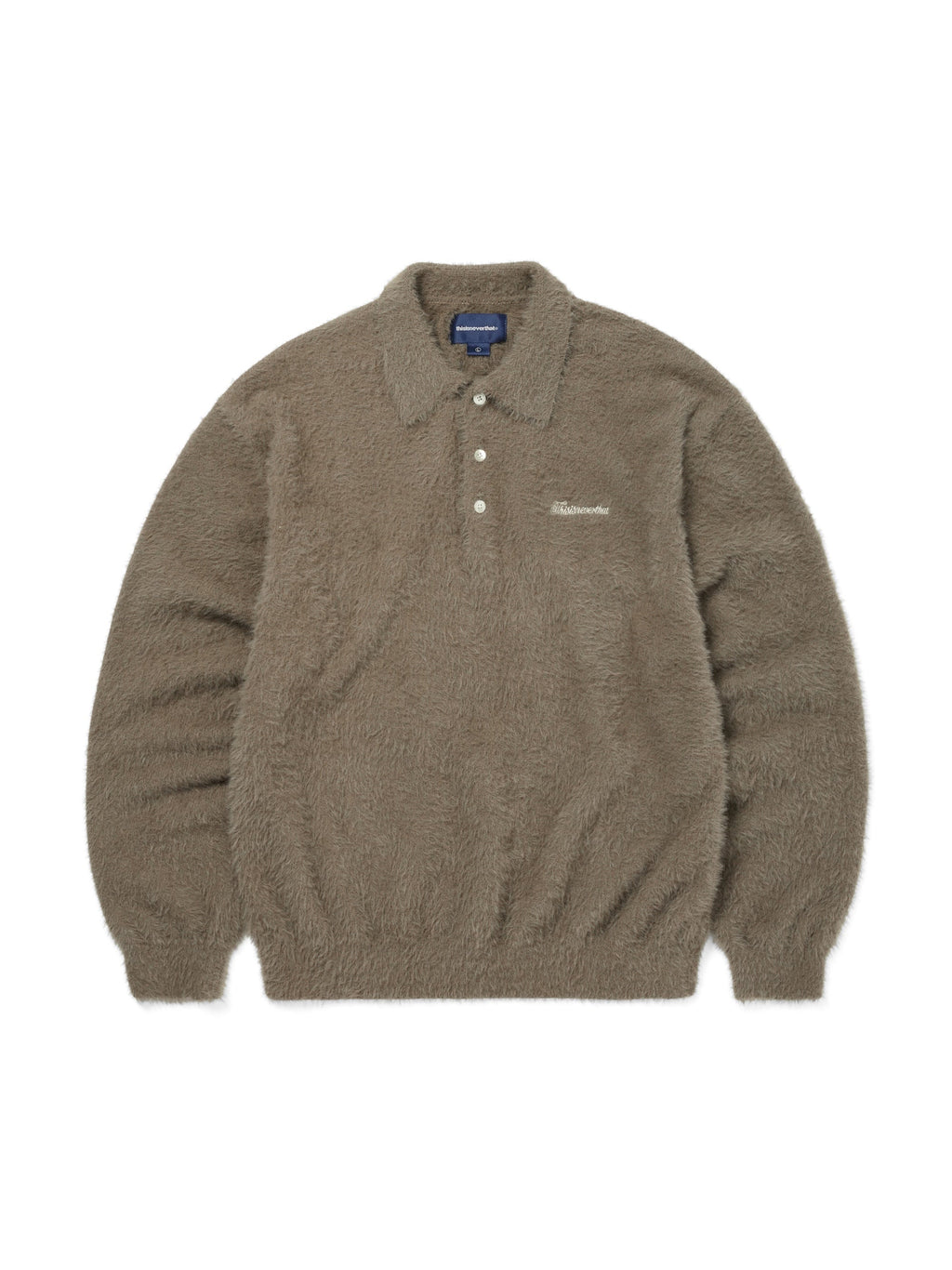thisisneverthat - SCT-Logo Shaggy Knit Polo Light (Mud) product image 1 | TRAB K-Fashion Australia