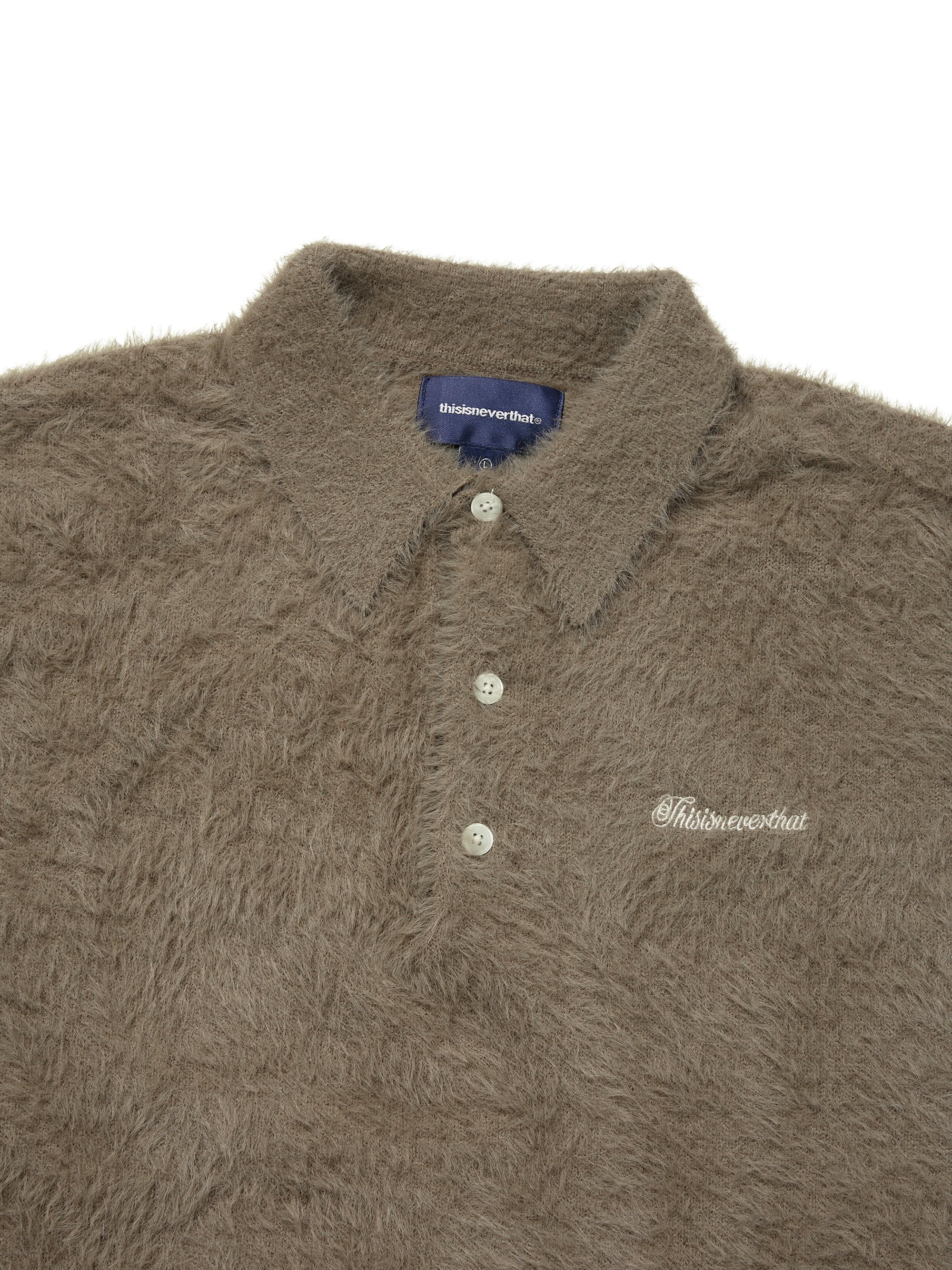 thisisneverthat - SCT-Logo Shaggy Knit Polo Light (Mud) product image 2 | TRAB K-Fashion Australia