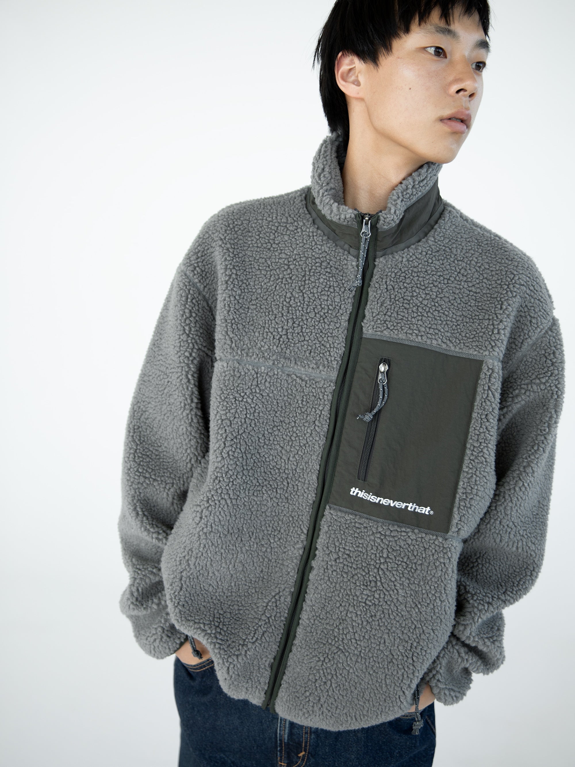 thisisneverthat - SP Sherpa Fleece Jacket (Charcoal) product image 7 | TRAB K-Fashion Australia