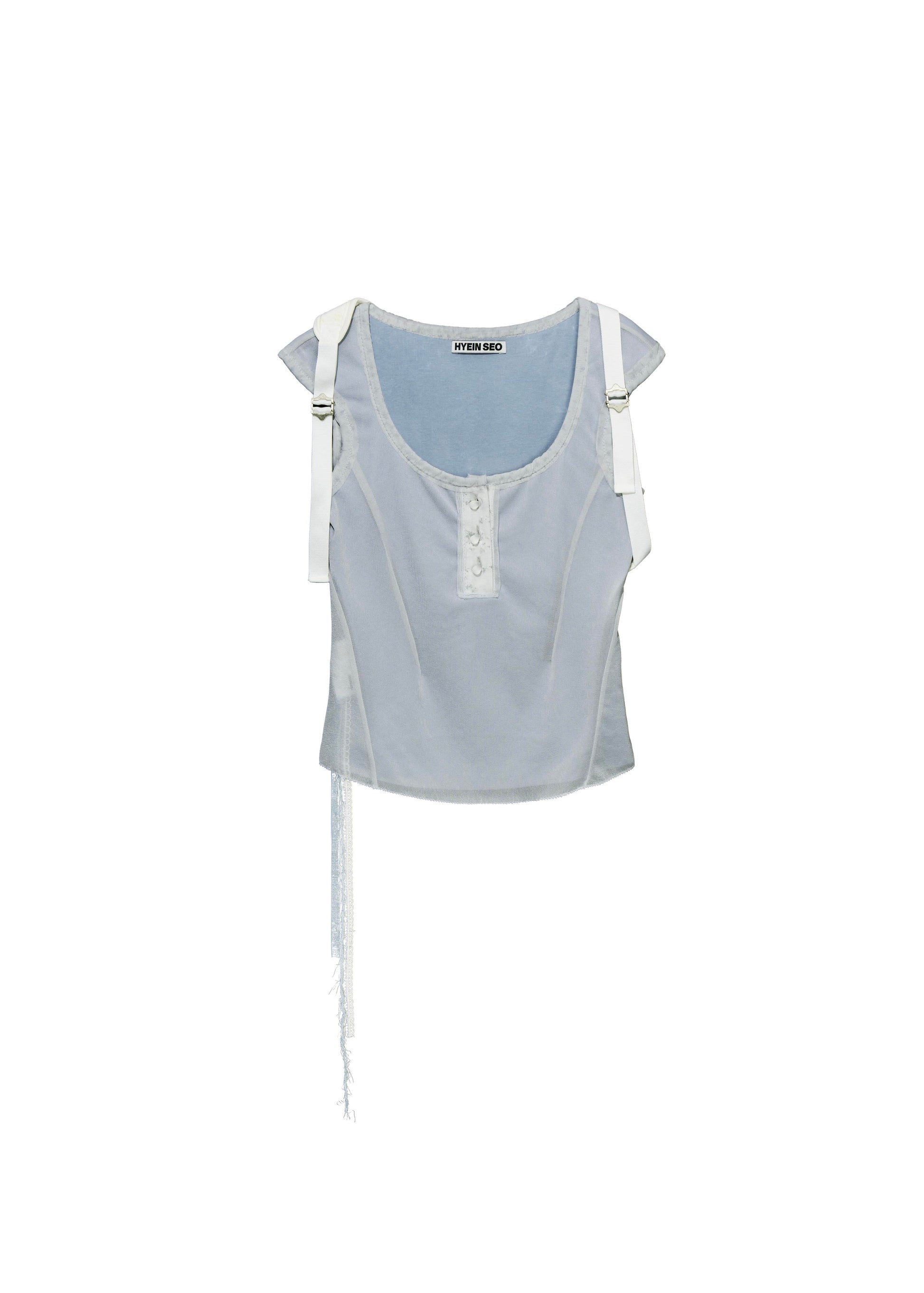 Hyein Seo - Henley Top w/ Back Strap (Ash Blue) product image 5 | TRAB K-Fashion Australia