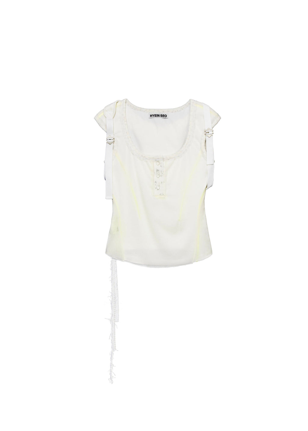 Hyein Seo - Henley Top w/ Back Strap (White) product image 5 | TRAB K-Fashion Australia